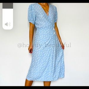 Faithfull the Brand Carmine Puff Sleeve Wrap Midi Dress